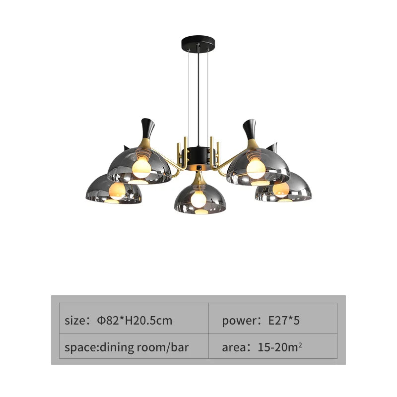 Lampadario LED in vetro nero Grosvenor