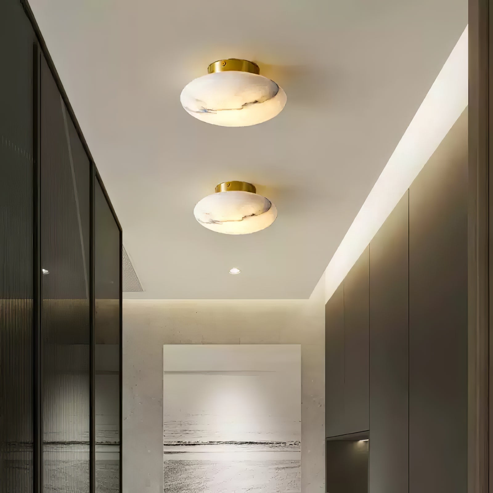 Lampada da soffitto ovale in alabastro