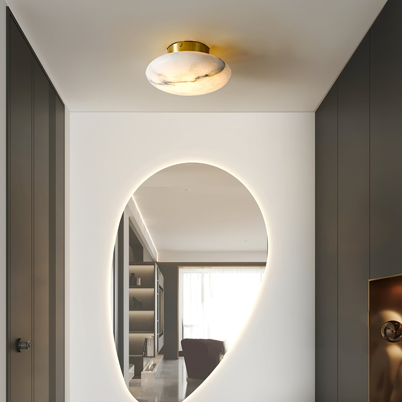 Alabaster Oval Ceiling Lamp