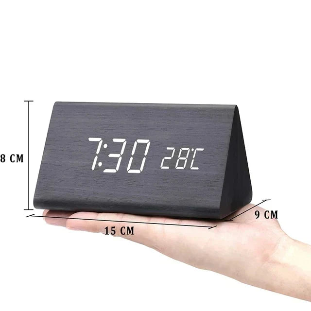 Futura - Digital Wooden Alarm Clock with Thermometer Included