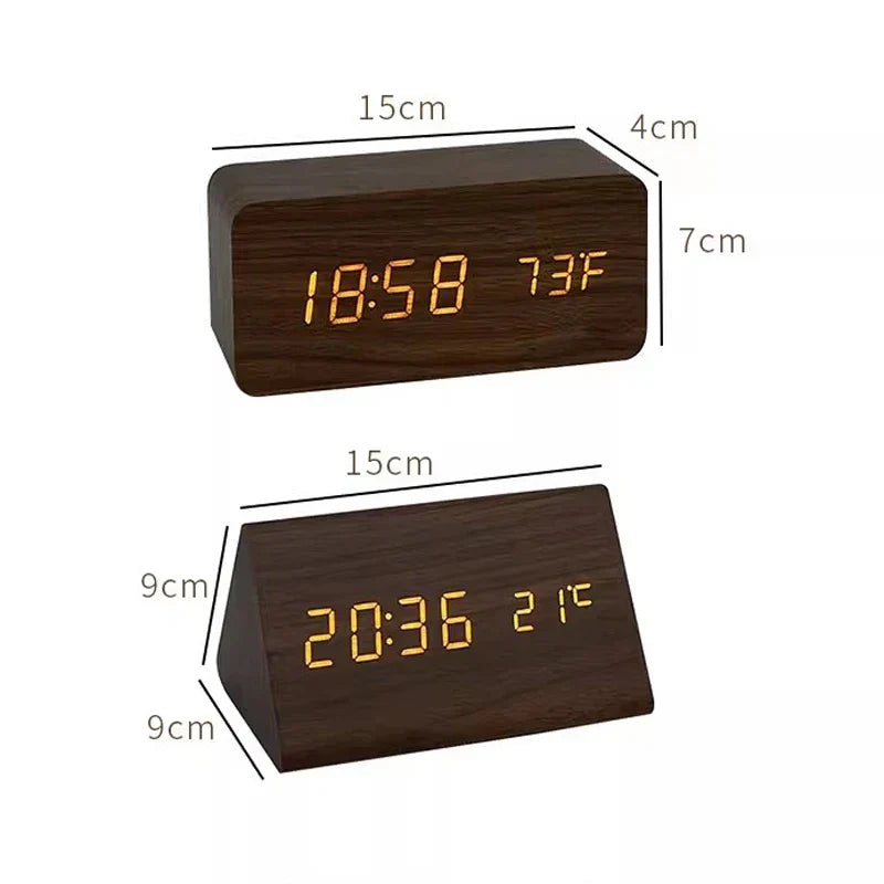 Futura - Digital Wooden Alarm Clock with Thermometer Included