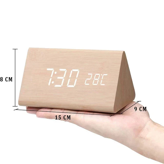 Futura - Digital Wooden Alarm Clock with Thermometer Included