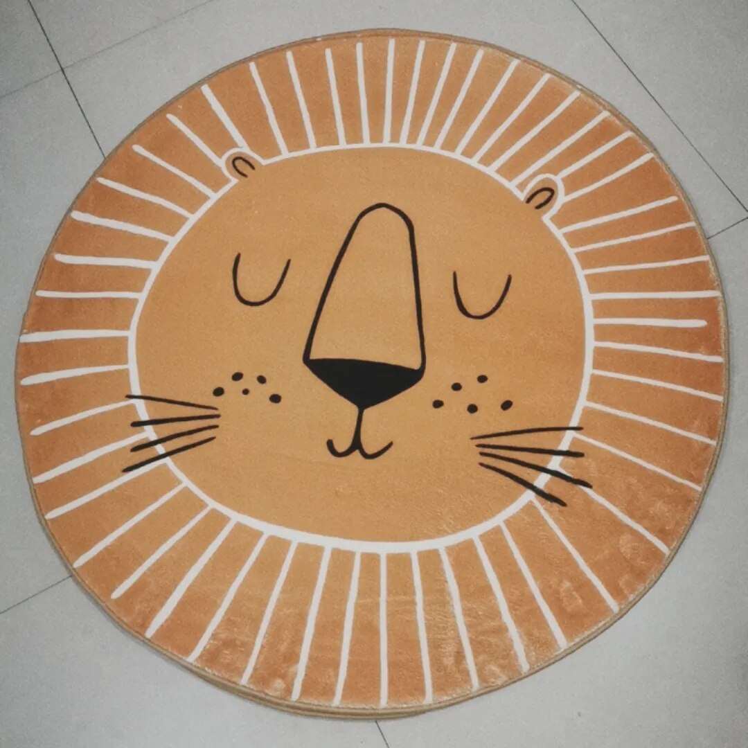 Alfombra de juegos de animales para habitación infantil, alfombra redonda con forma de león - 3 tamaños