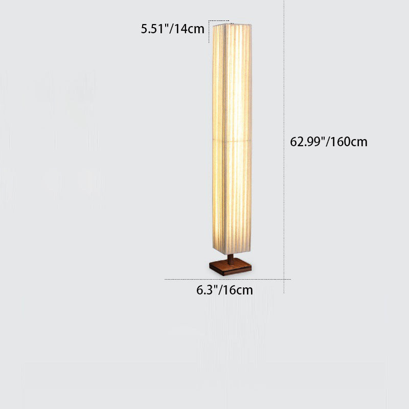 Lampada da terra LED rettangolare a colonna tradizionale giapponese Taavita in tessuto di noce per soggiorno