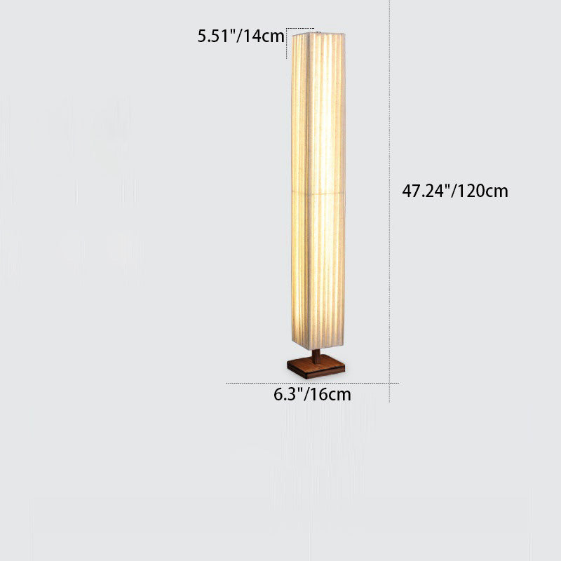 Lampada da terra LED rettangolare a colonna tradizionale giapponese Taavita in tessuto di noce per soggiorno