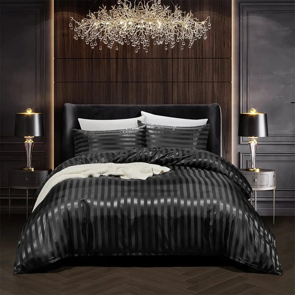 NoirLuxe - Duvet set i svart satin