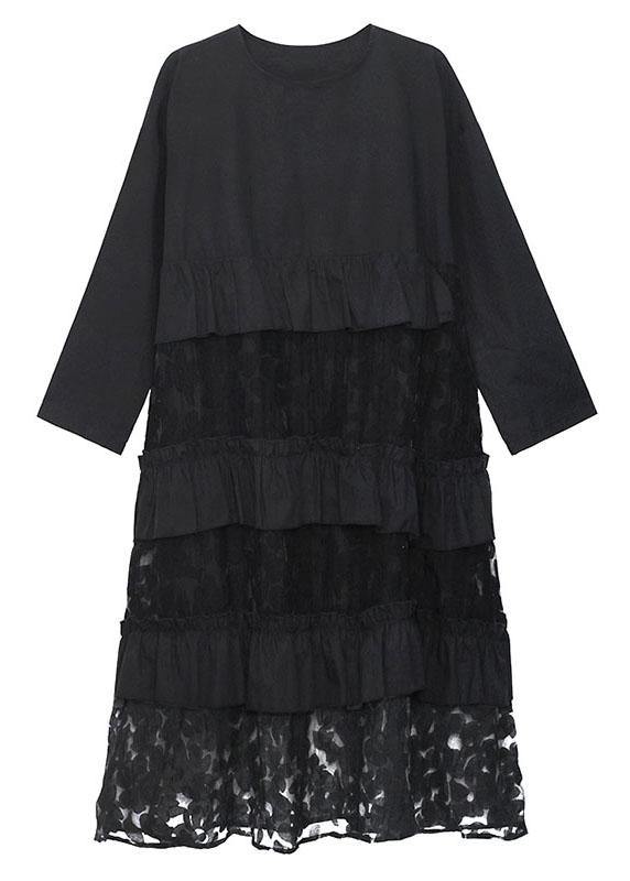 Bohemian Black Ruffles Höst Spetsklänningar