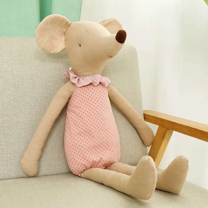 Bowknot Mouse Stuffed Toy Doll For Boys & Girls - Pink & Green