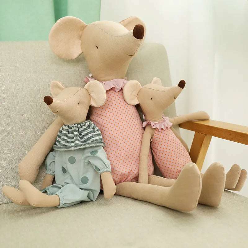 Bowknot Mouse Stuffed Toy Doll For Boys & Girls - Pink & Green