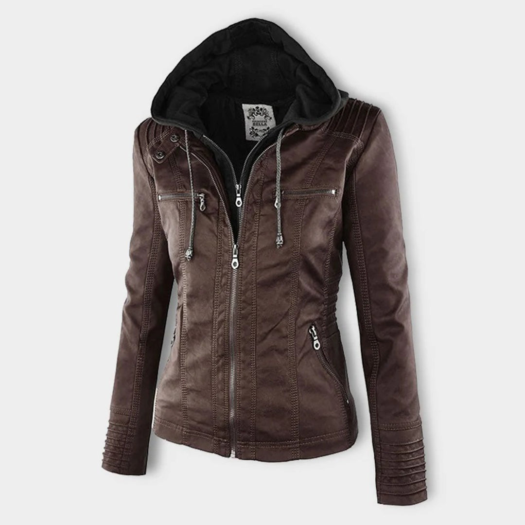 Alesund - Double lined ladies leather jacket with hood