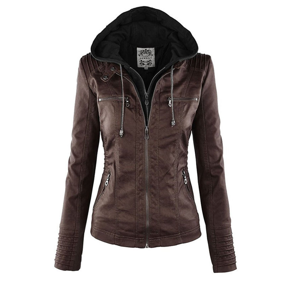 Alesund - Double lined ladies leather jacket with hood