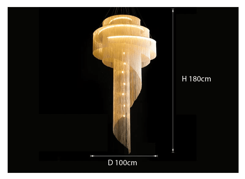 Lampadario a spirale con nappine