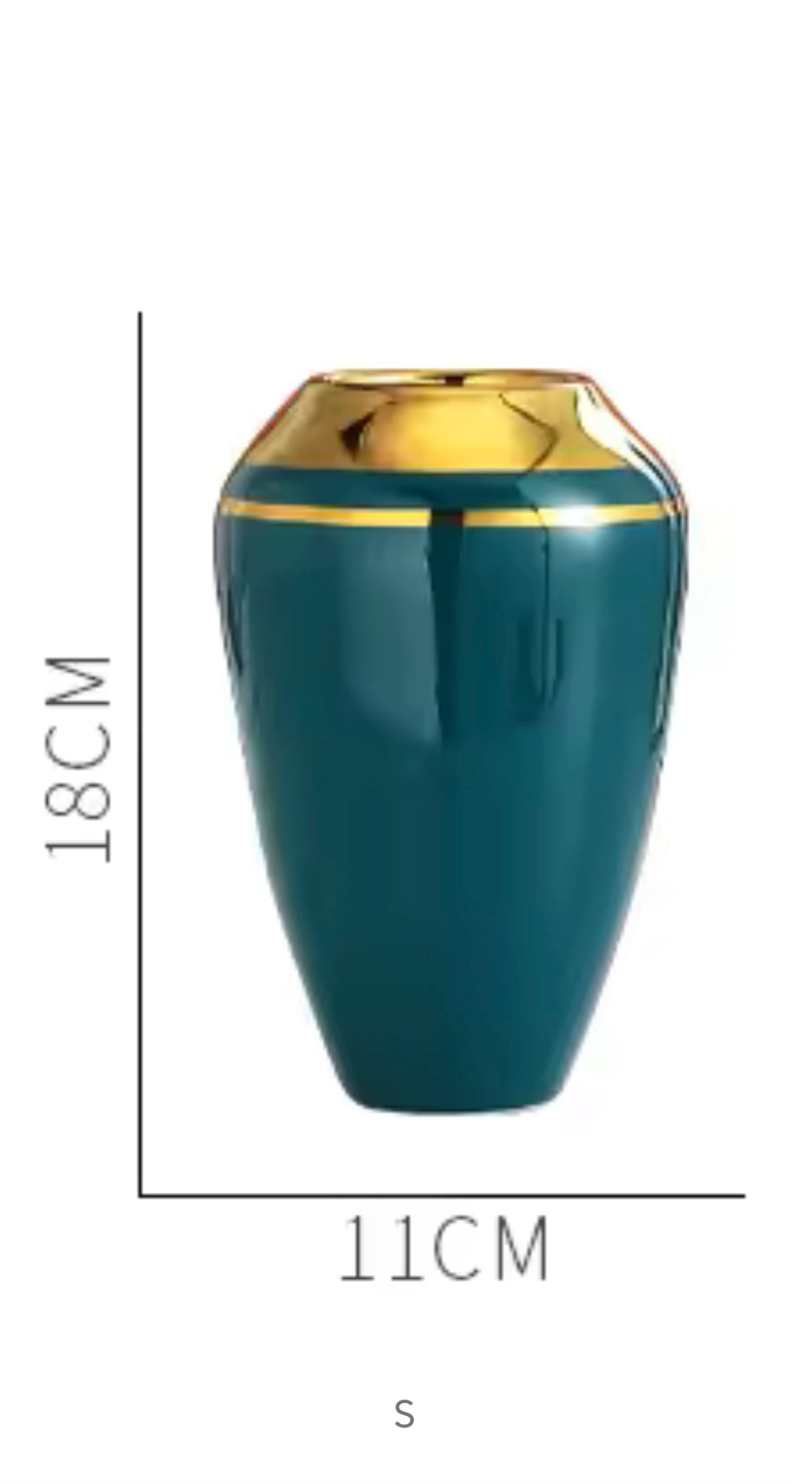 Cascade Vase Aesthetic Design Green Polish with Gold Finishing