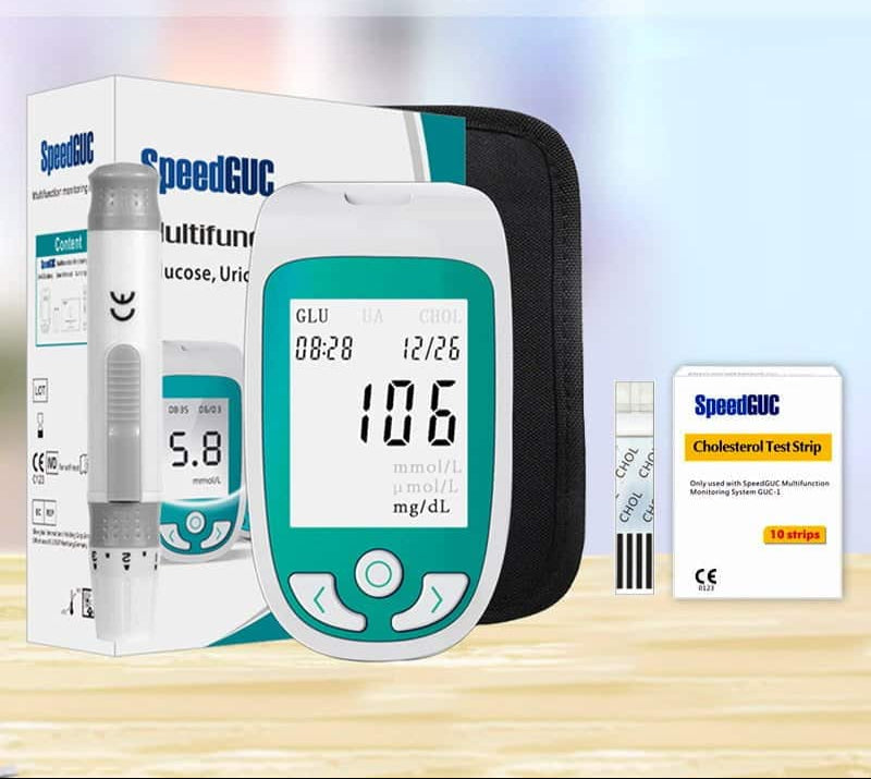 Monitor sanitario multifunzionale 3 in 1 (colesterolo, glucosio e acido urico)