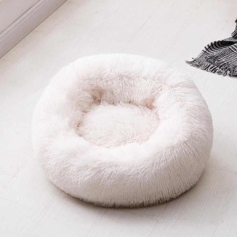 Round Plush Calming Donut Dog Bed for Small to Large Dogs