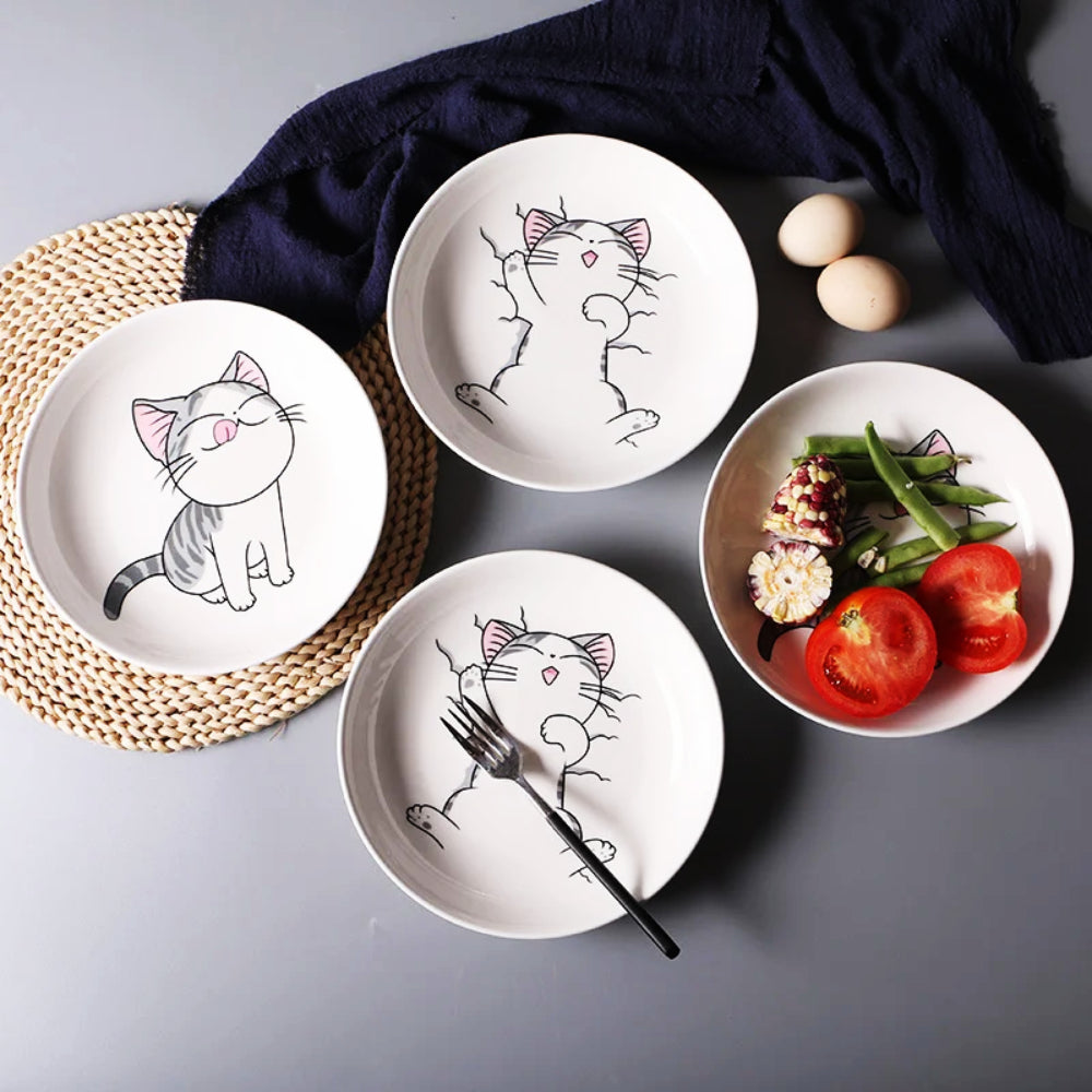 WhiskerWonder Cartoon Cat servies