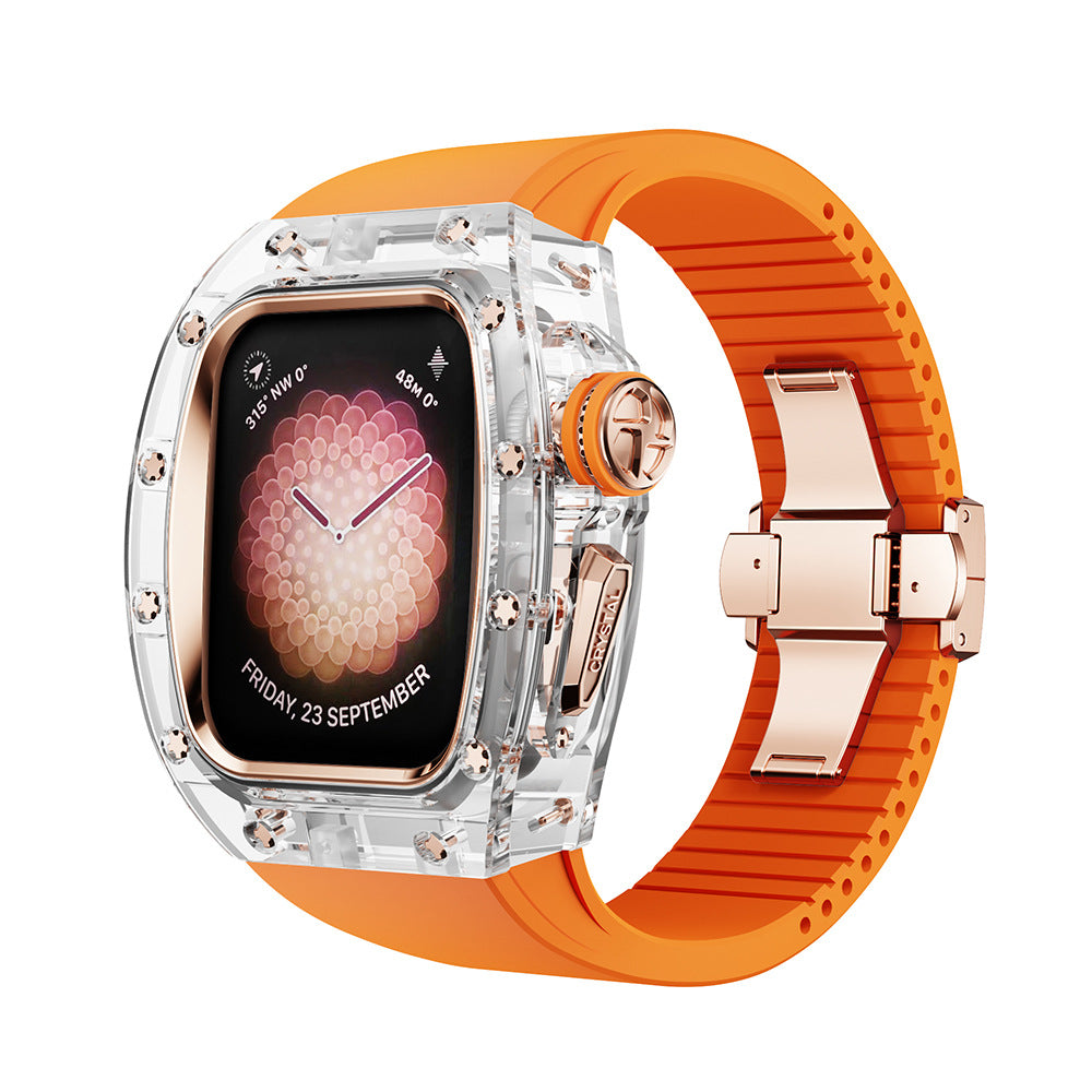 RM Crystaluxe Series - Fluororubber Band Crystal Case Retrofit Kit For Apple Watch