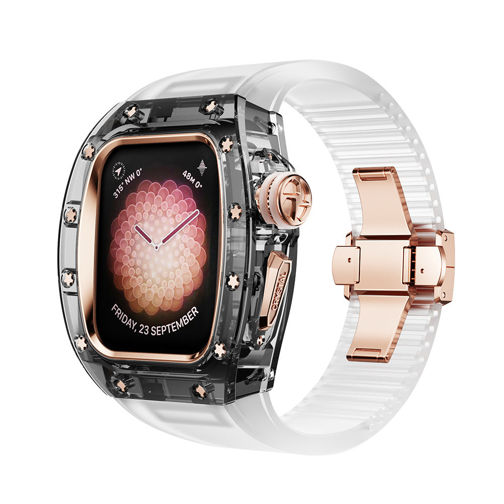 RM Crystaluxe Series - Fluororubber Band Crystal Case Retrofit Kit For Apple Watch