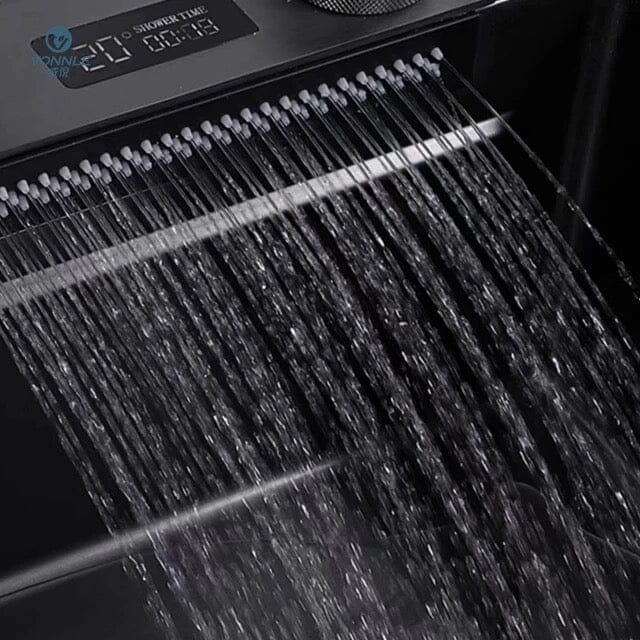 Vrimlo Stainless Steel Waterfall Kitchen Sink Digital Faucet