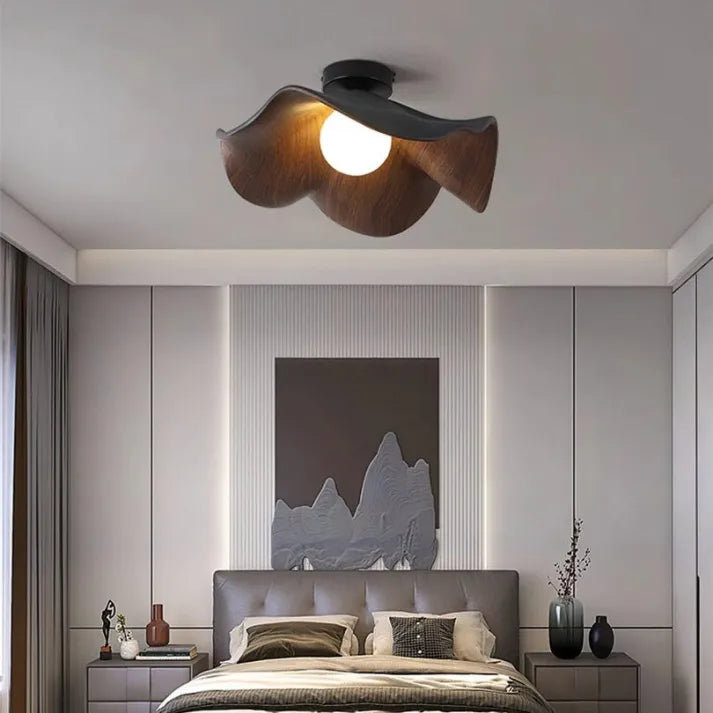 Nordic – Lampada da soffitto in legno e resina Lotus