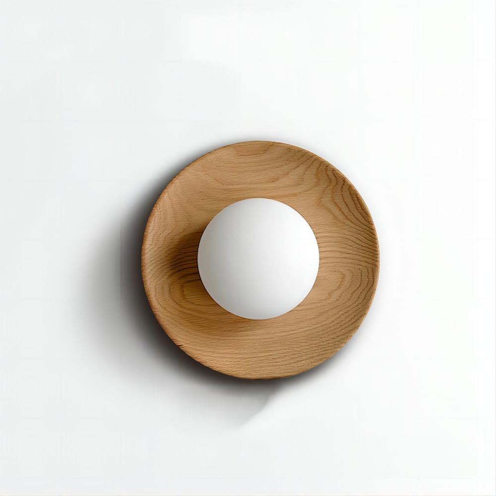 Natural Wood White Simple Wall Light