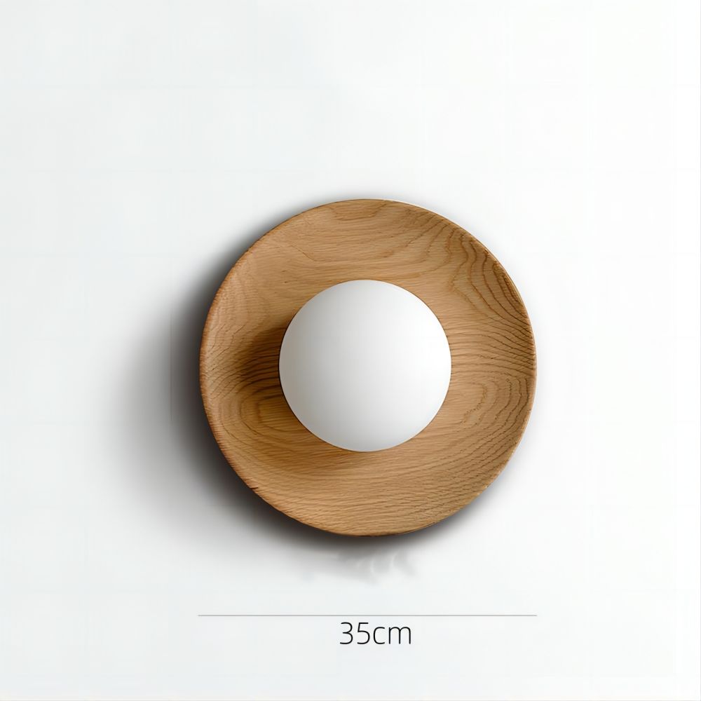 Natural Wood White Simple Wall Light