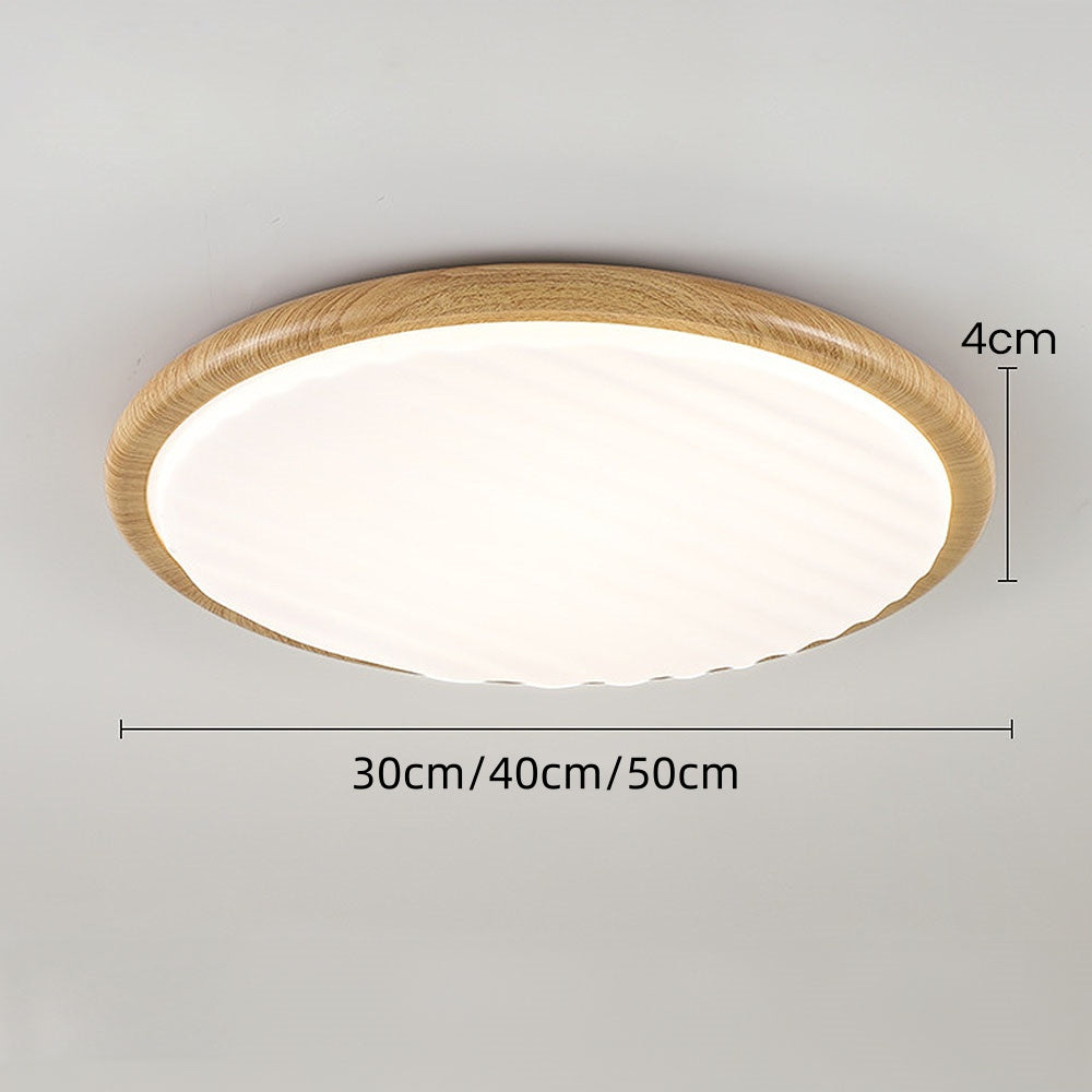 Lámpara de techo LED redonda de madera para dormitorio