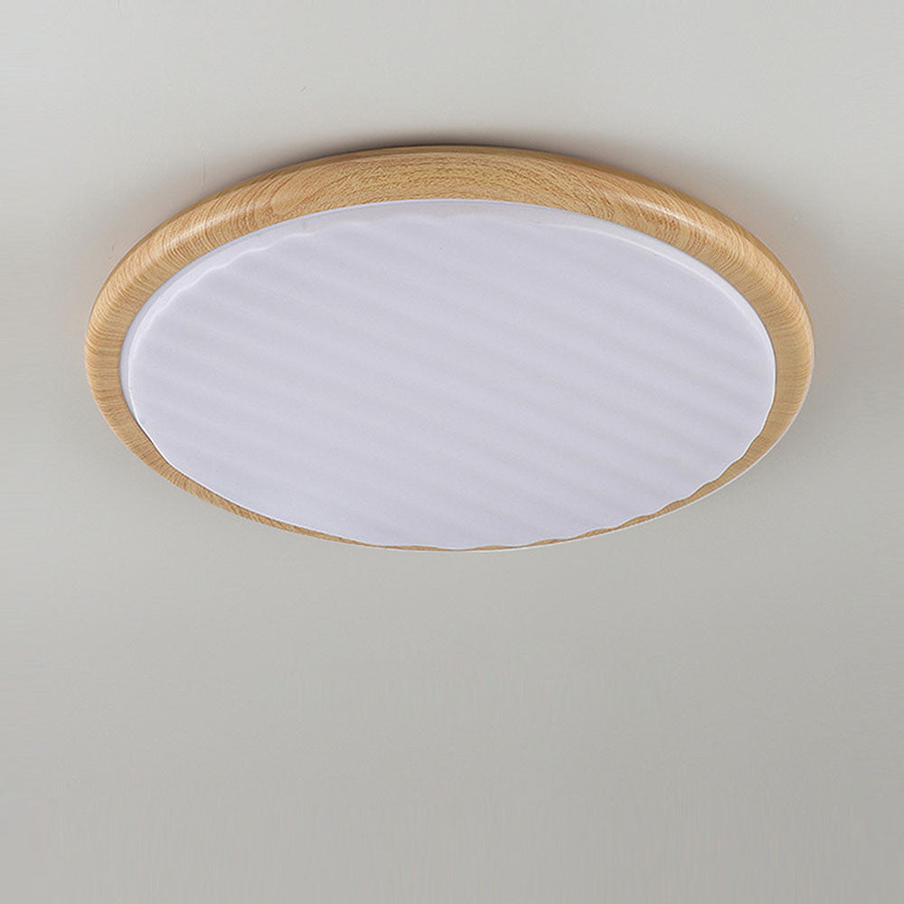 Lámpara de techo LED redonda de madera para dormitorio