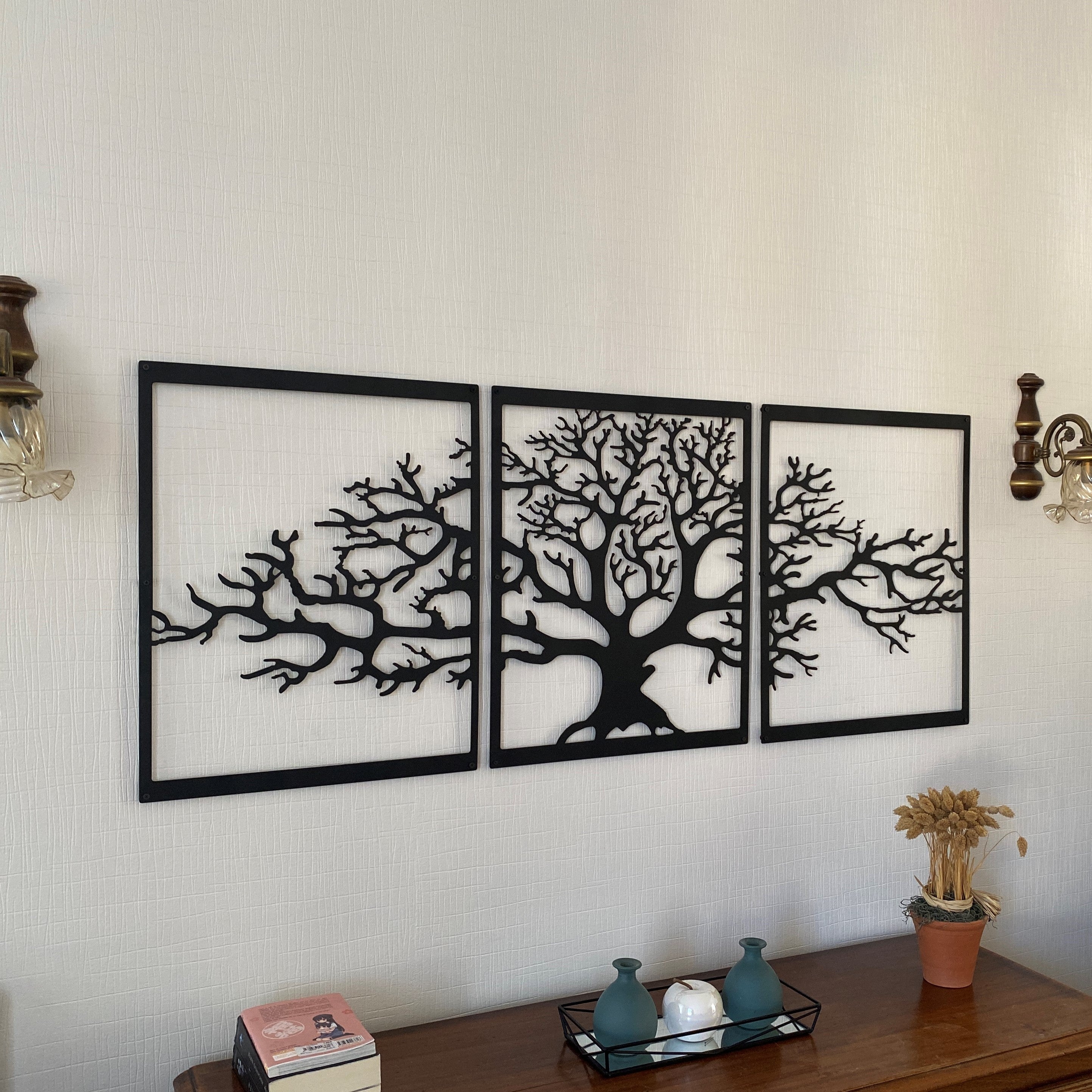 Decorazione da parete con albero della vita: elegante decorazione stagionale in metallo tagliato al laser per casa e ufficio