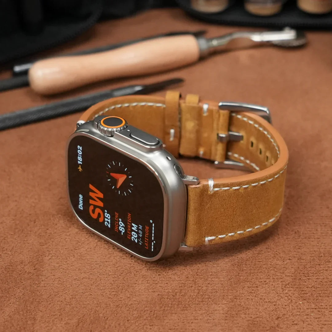 Bracelet en cuir vintage de luxe pour Apple Watch