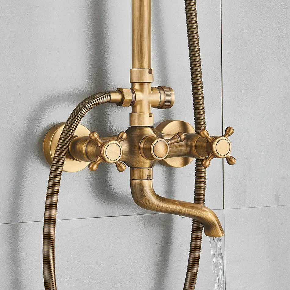 Classic Antique Brass in-wall Bathroom Outdoor Shower System