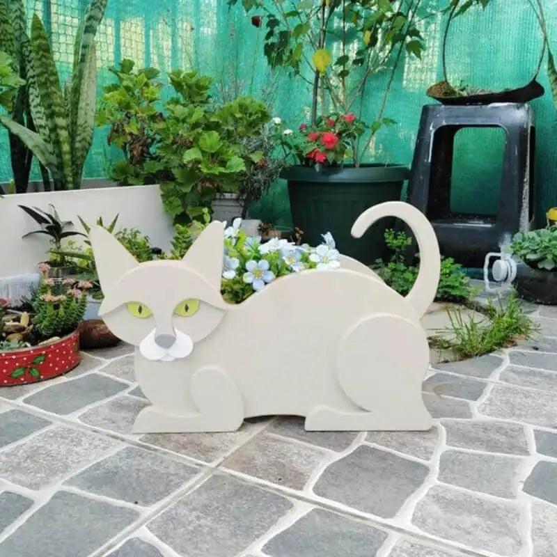 Katteformet plantekasse - KittyPot - Hagestatue Katt - Hagedekorasjon