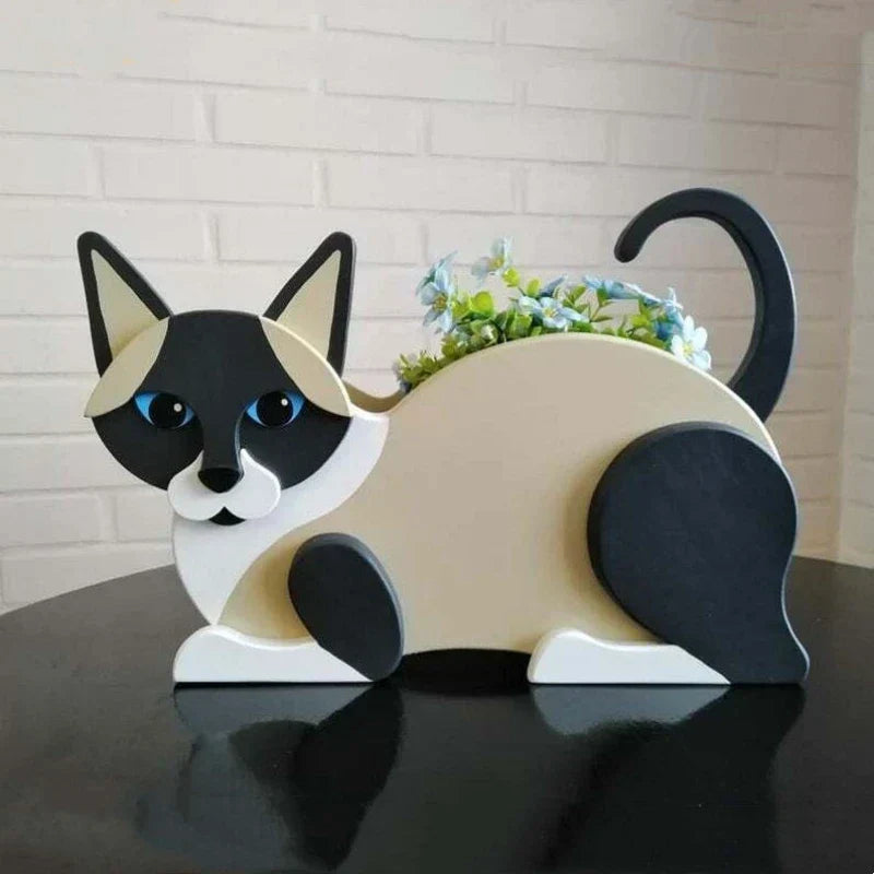 Katteformet plantekasse - KittyPot - Hagestatue Katt - Hagedekorasjon