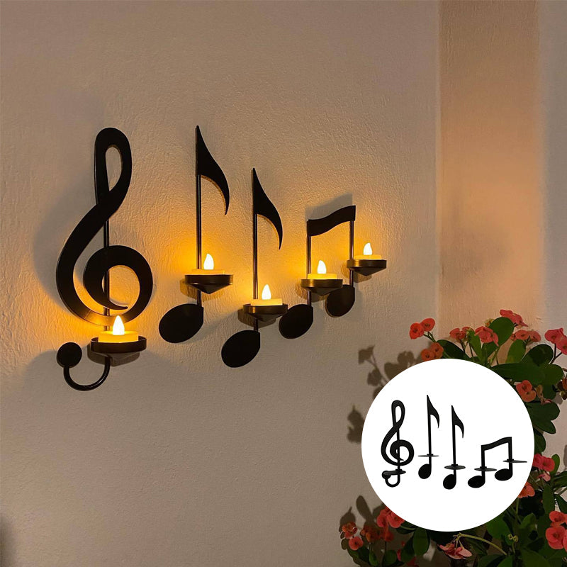 Aplique de pared con notas musicales en color negro