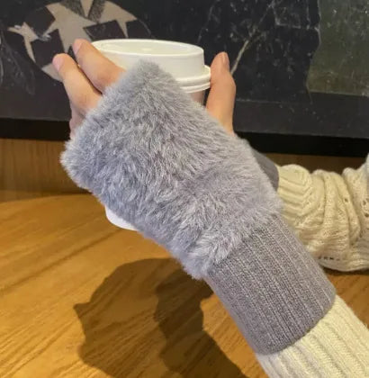 Guantes suaves de invierno con medio dedo