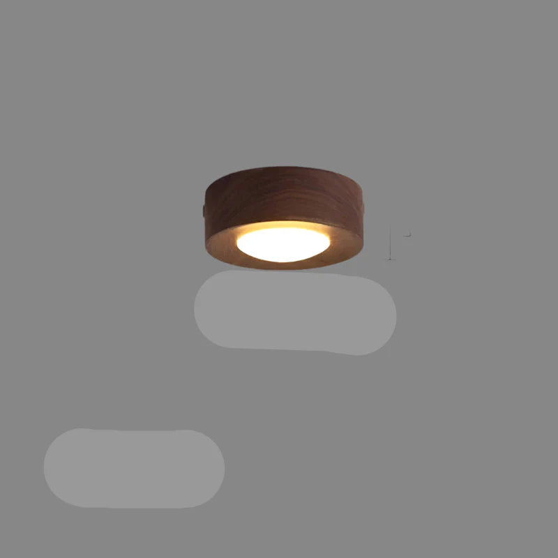 WoodenGlow - Walnut Ceiling Lamp with LED Spotlight