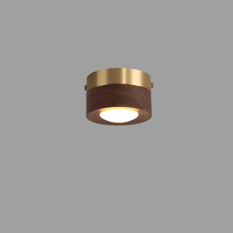 WoodenGlow - Walnut Ceiling Lamp with LED Spotlight