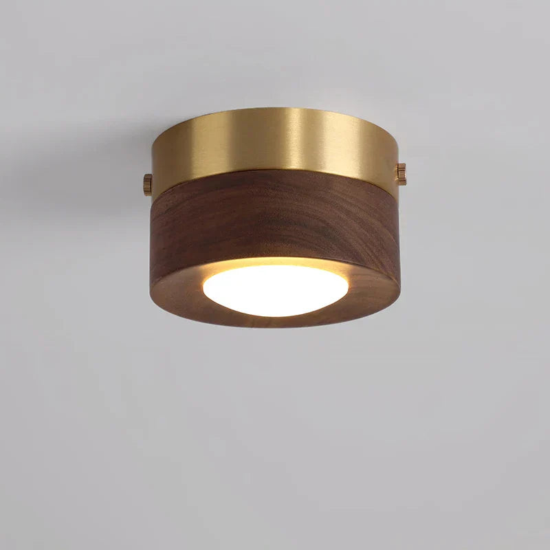 WoodAura - Walnootplafondlamp met LED-spot