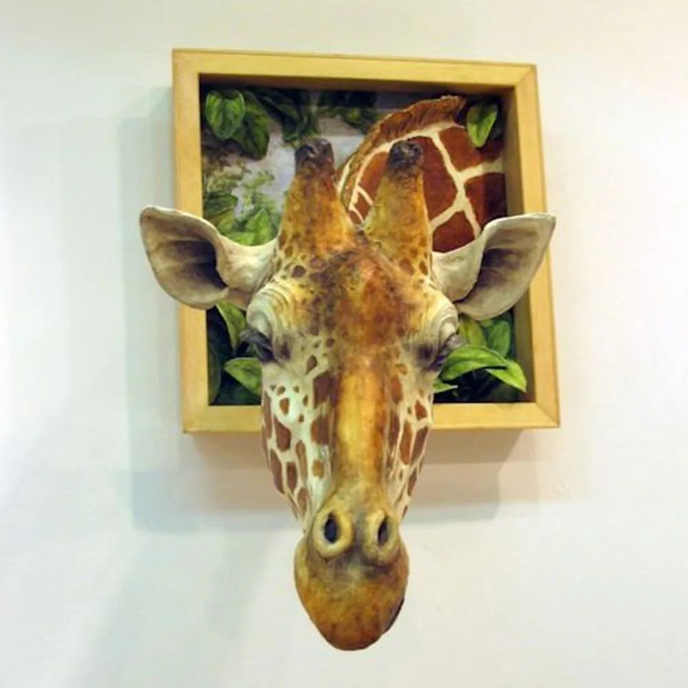 3D Sculptură de Perete cu Cap de Girafă Realist – Decor Unic Inspirat din Natură