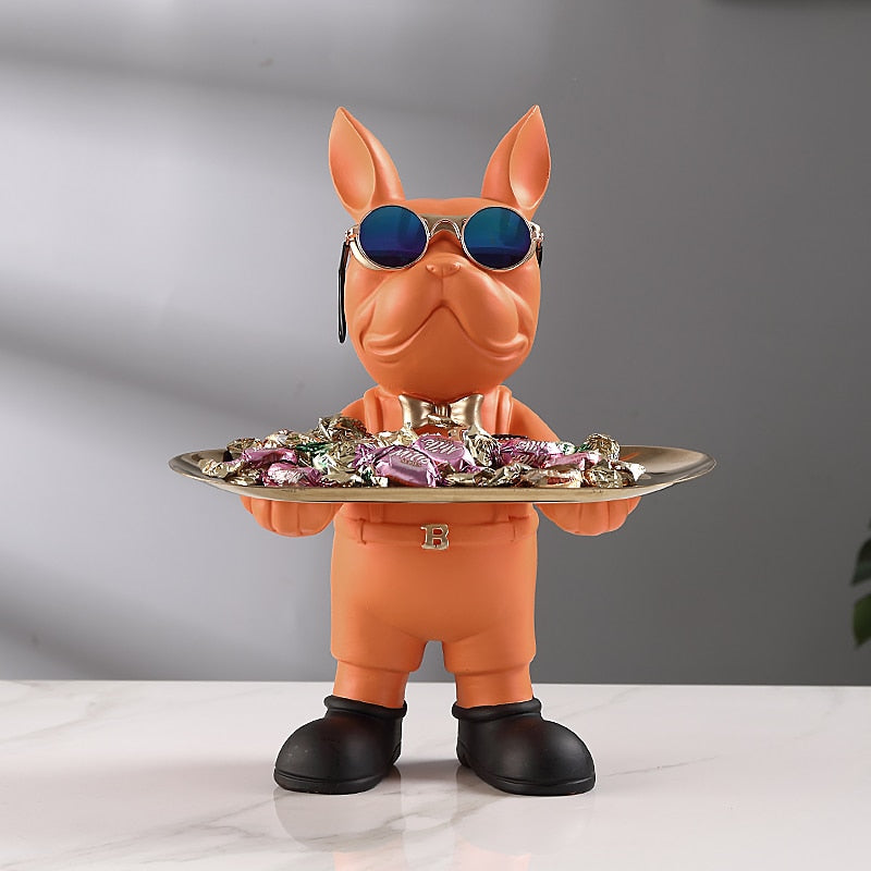 Vrimlo® At Your Service Bulldog Sculpture And Tray