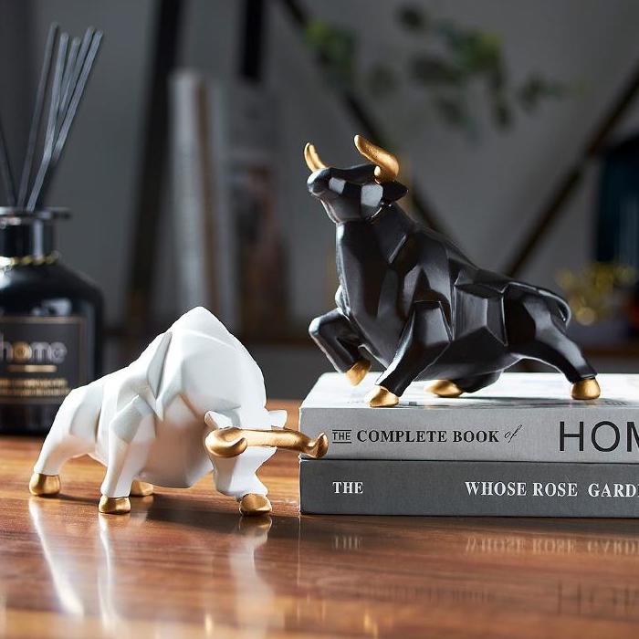 Figuras de toros geométricas únicas | Arte decorativo de resina para el hogar y como regalo