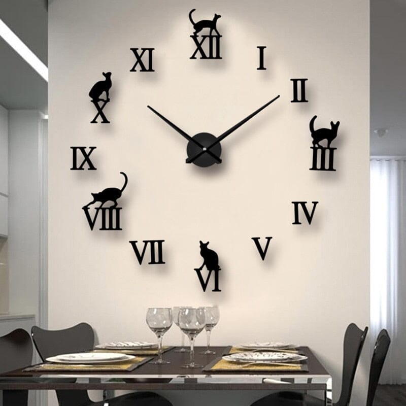 3D Cat Decorative Wall Clock