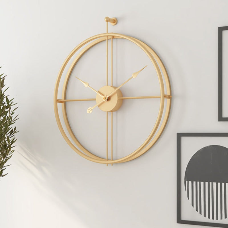 Reloj de Pared de Metal Minimalista Grande en Oro