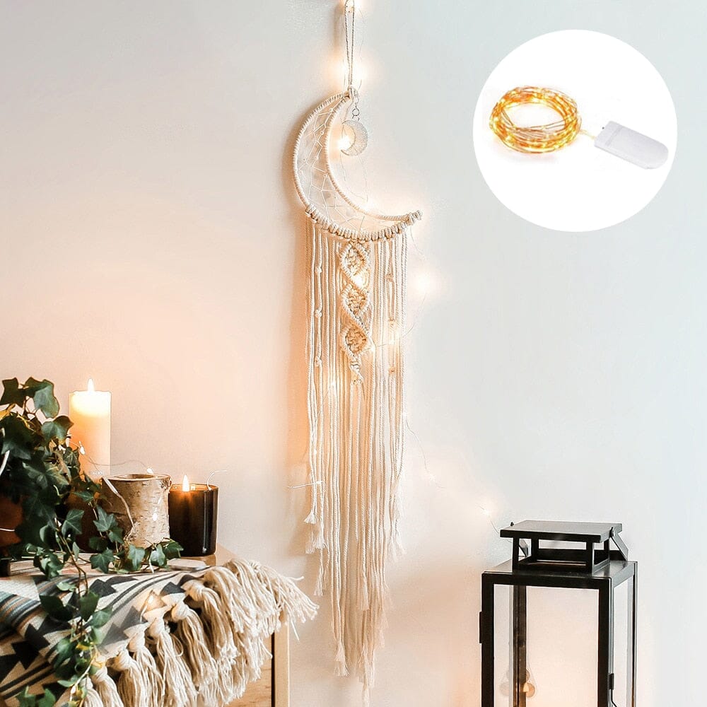 Atrapasueños de macramé con luces