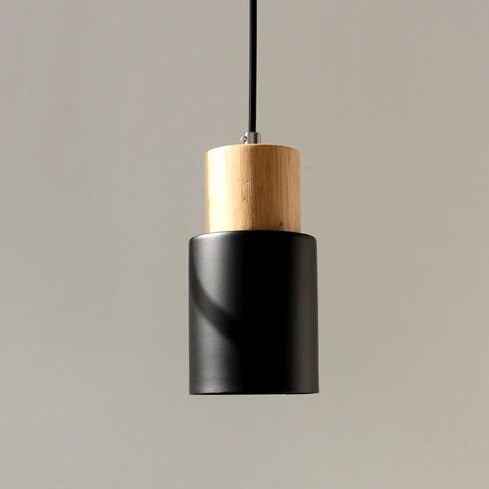 Ingrid Wood & Metal Cylinder Pendant Light