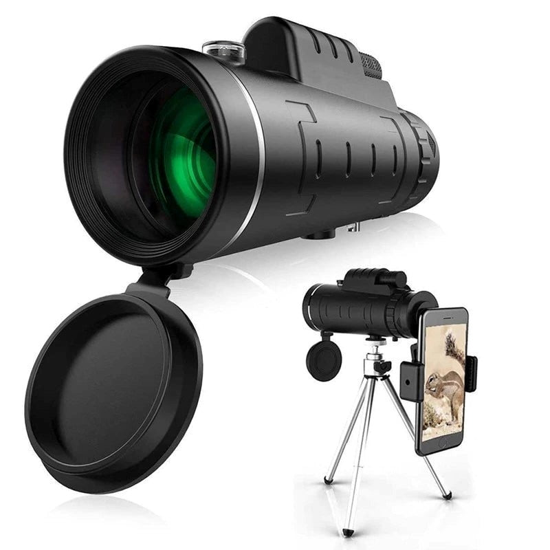 Starscope HD Monocular – Telescopio impermeable de alta potencia con soporte para smartphone y trípode