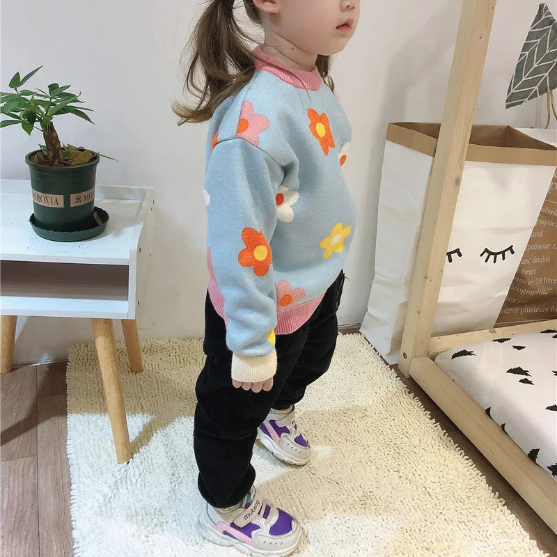 CozyBloom Floral gebreide trui voor meisjes | Warme wintertrui