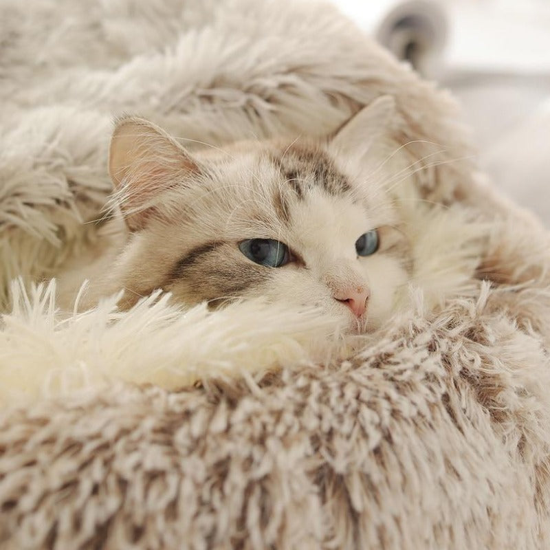 Grotta rotonda per gatti in peluche calmante