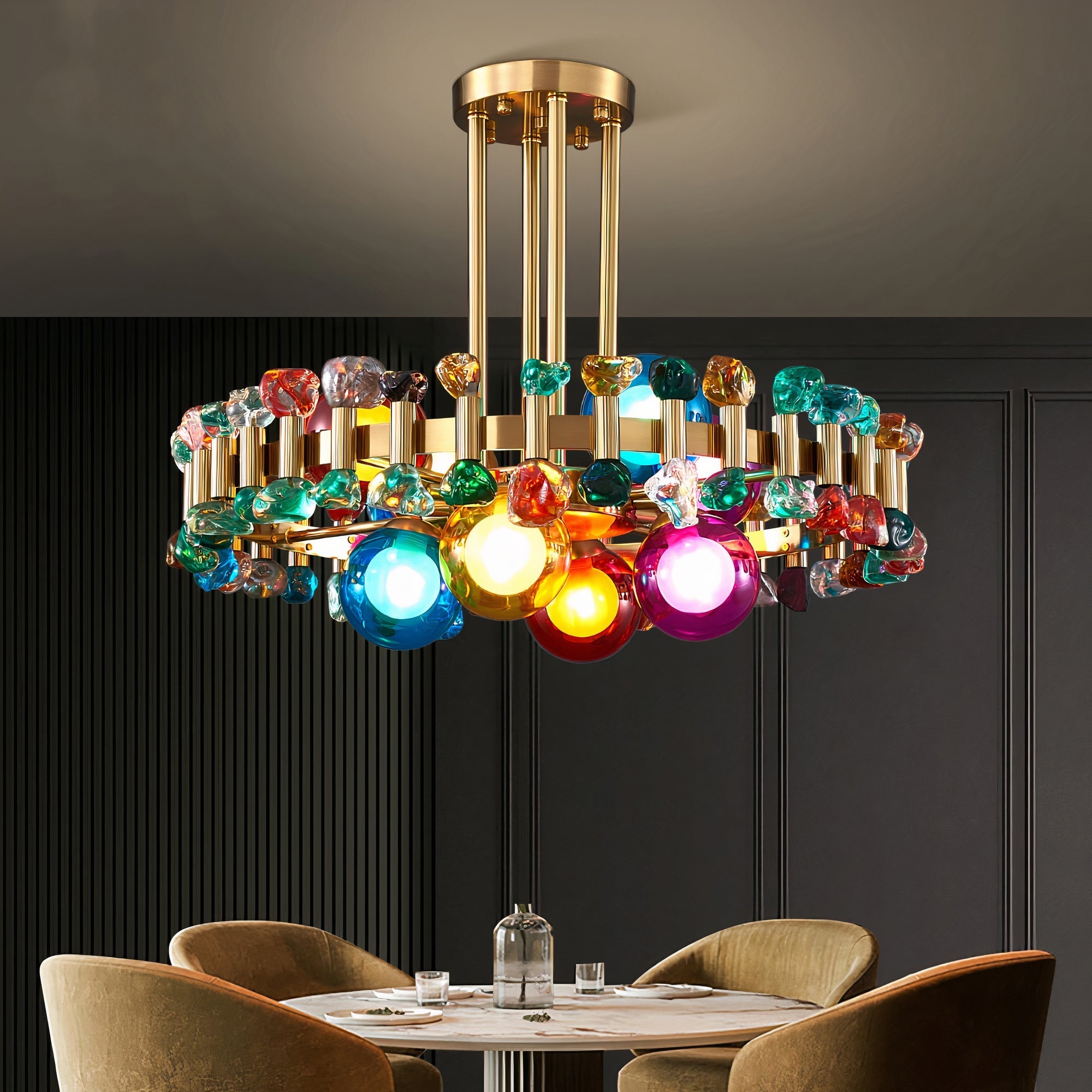 Lustre en cristal de luxe coloré YLK Rarmaden