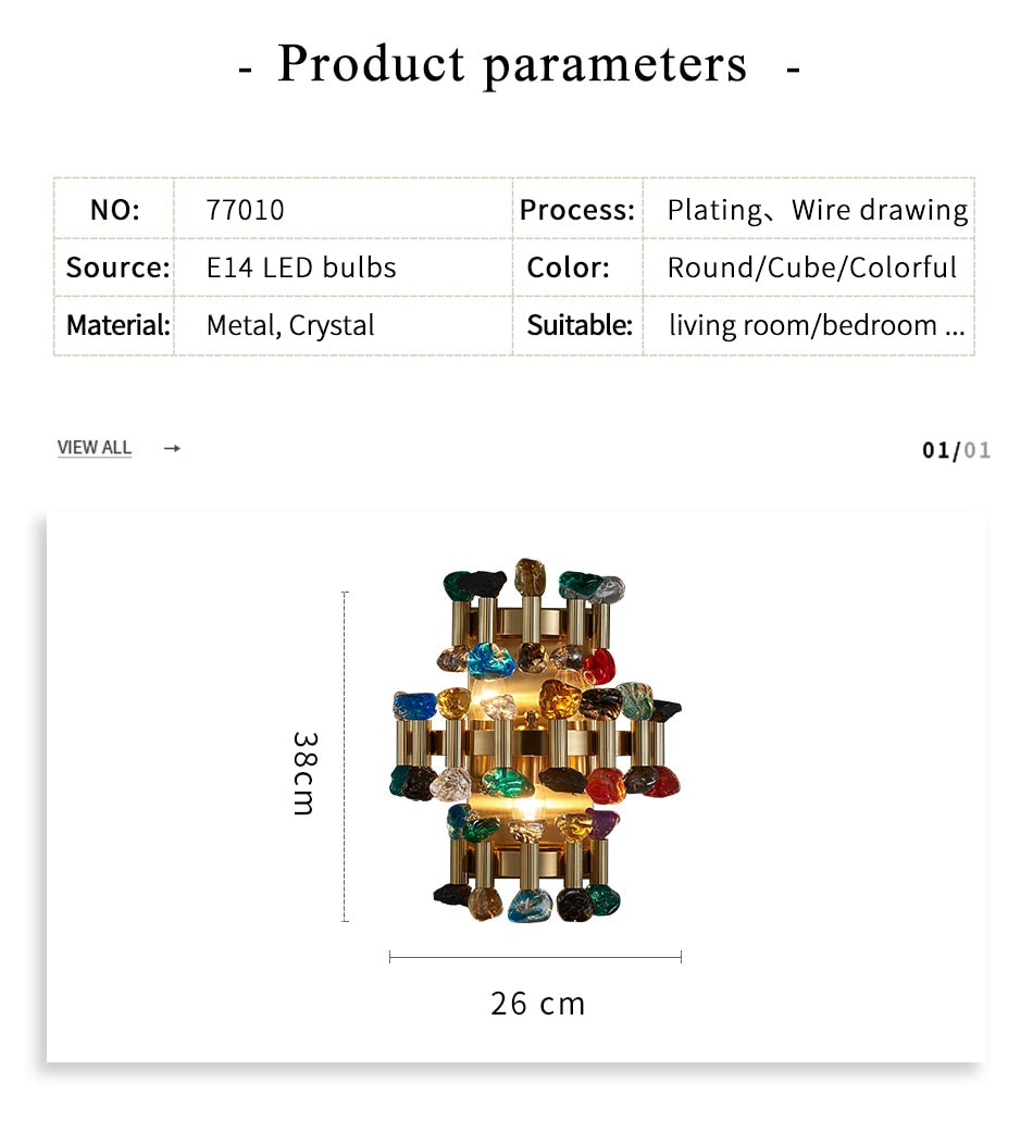 YLK Rarmaden kleurrijke luxe kristallen schans